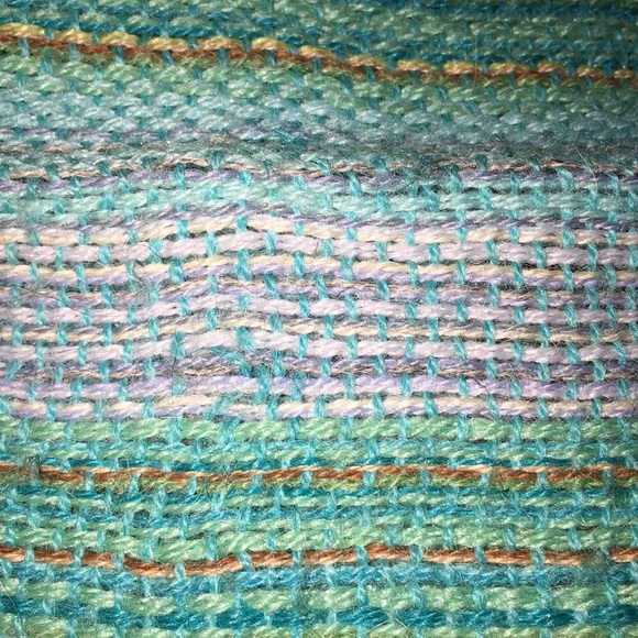 Alpaca Scarf in Teal, mint green, grey and brown - Picture 9 of 10